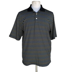 Bolle Golf Tech Men’s Size M Black White Striped Short Sleeve Polo Shirt